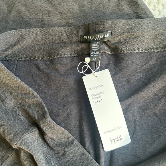 NWT Eileen Fisher Washable Stretch Crepe Pants 3XL Graphite Gray Slim Ankle - Picture 4 of 5